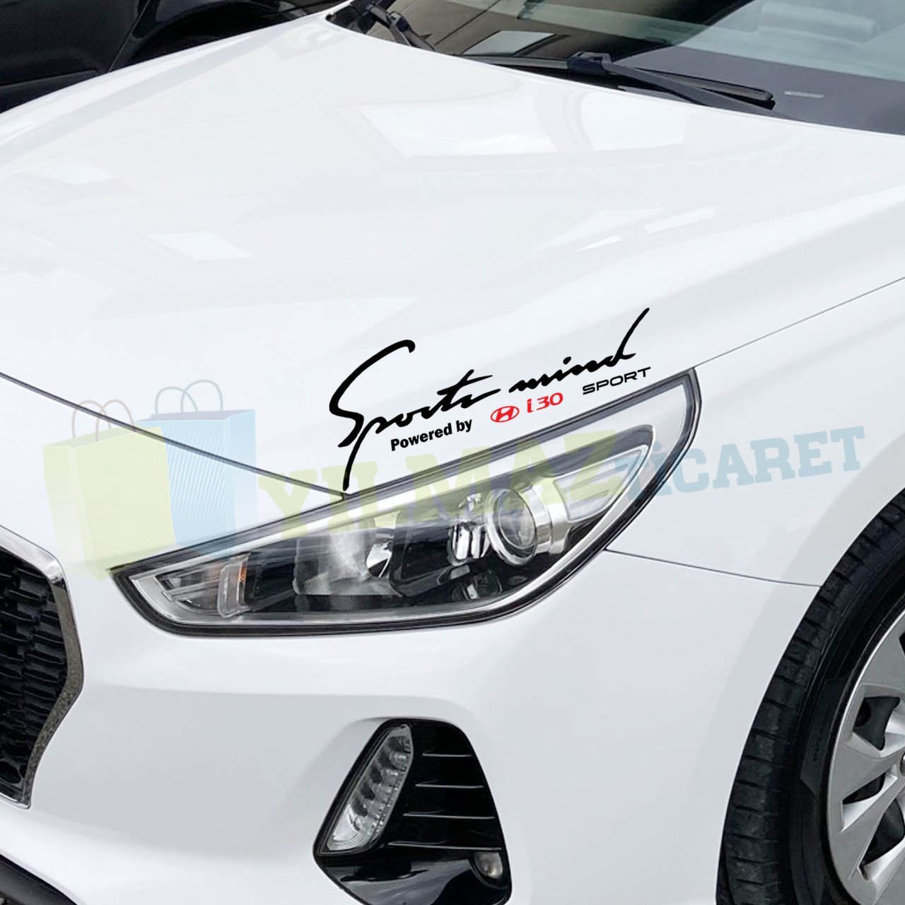 Hyundai İ30 Logo Sport Mind Kaput Far Oto Sticker Yapıştırma