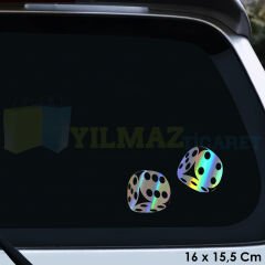 Zar Atma Araba Zar Hologram Oto Sticker Araba Etiket Çıkartma Renkli Aksesuar 16 x 15,5 Cm