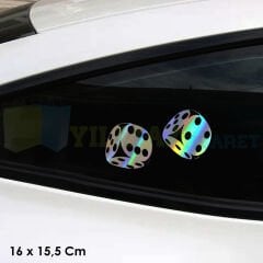 Zar Atma Araba Zar Hologram Oto Sticker Araba Etiket Çıkartma Renkli Aksesuar 16 x 15,5 Cm