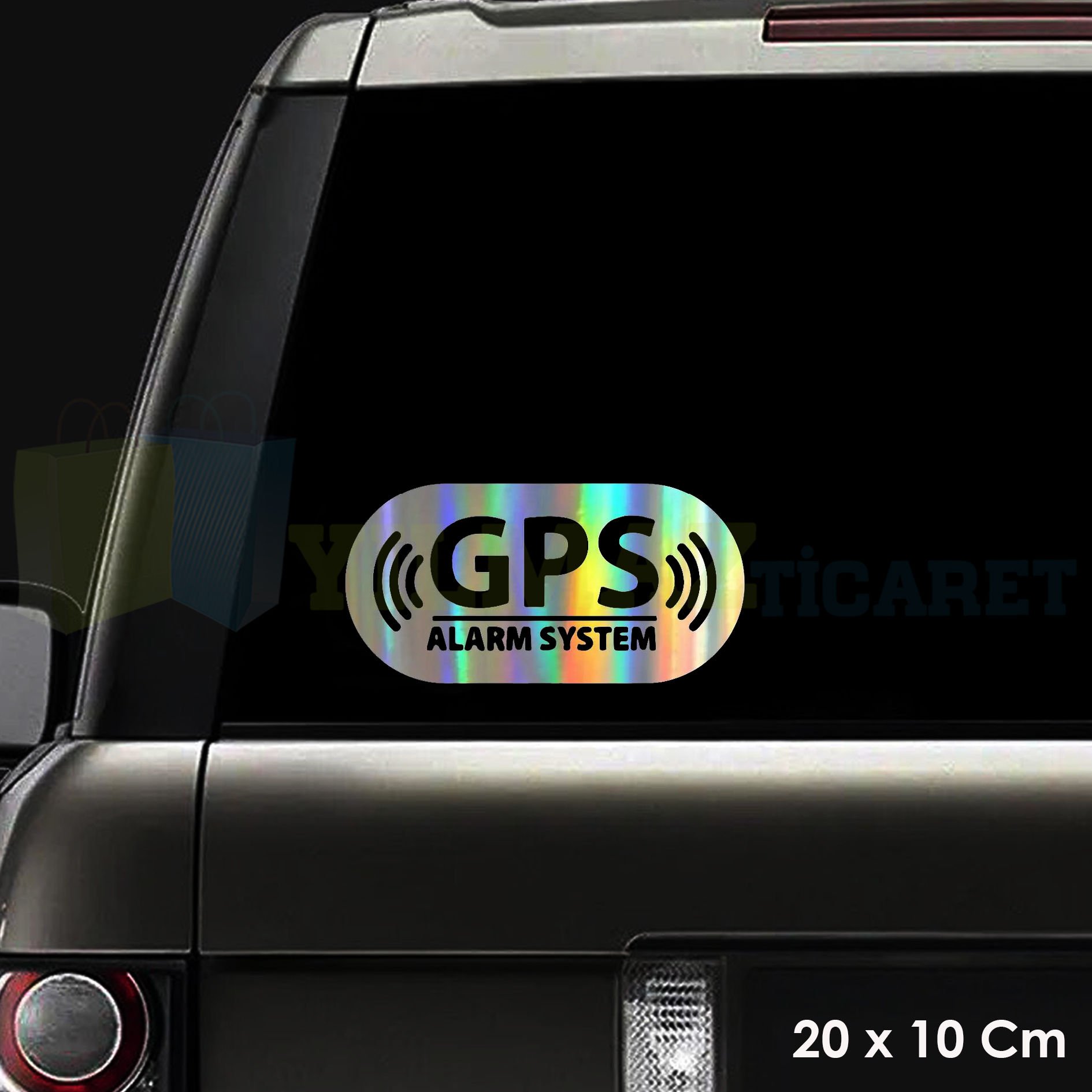 Gps Alarm Sistem Araba Hologram Oto Sticker Etiket Yapıştırma Renkli Aksesuar 20 x 10 Cm