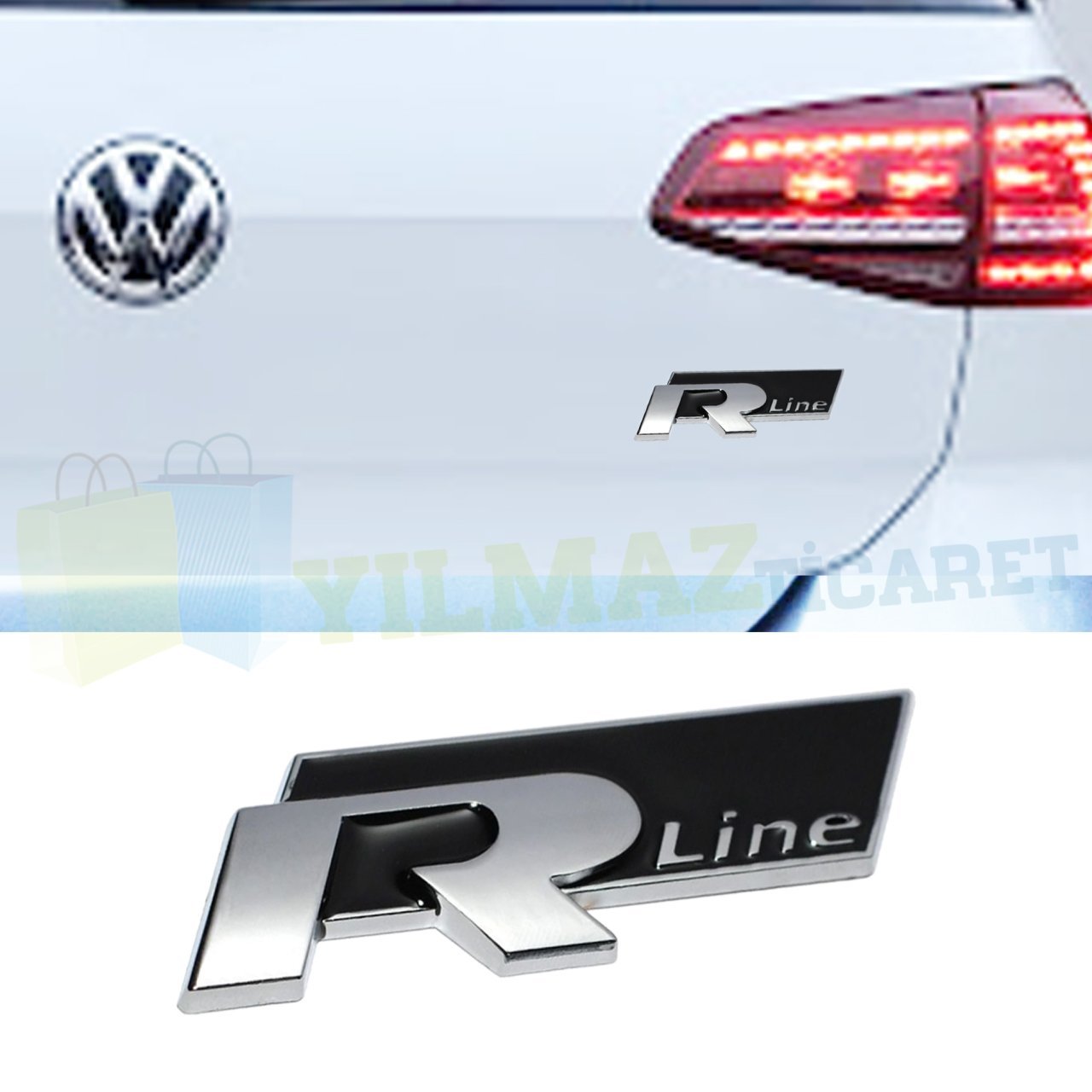 Volkswagen R Line Bagaj Logo Arma Amblem Passat CC Tiguan Paslanmaz Çelik Siyah