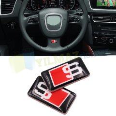 Audi S Line Logo Sibop Kapağı Direksiyon Jant Vites Damla Sticker 4+10 Adet