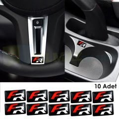 Seat Fr Kapı Kolu Jant Direksiyon Torpido Vites Damla Silikon Etiket Oto Sticker 2+10 Adet