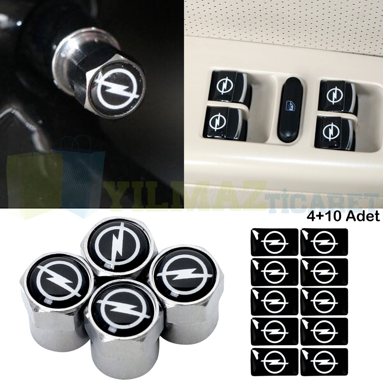 Opel Logo Sibop Kapağı Metal Direksiyon Torpido Jant Vites Damla Etiket Oto Sticker 4+10 Adet