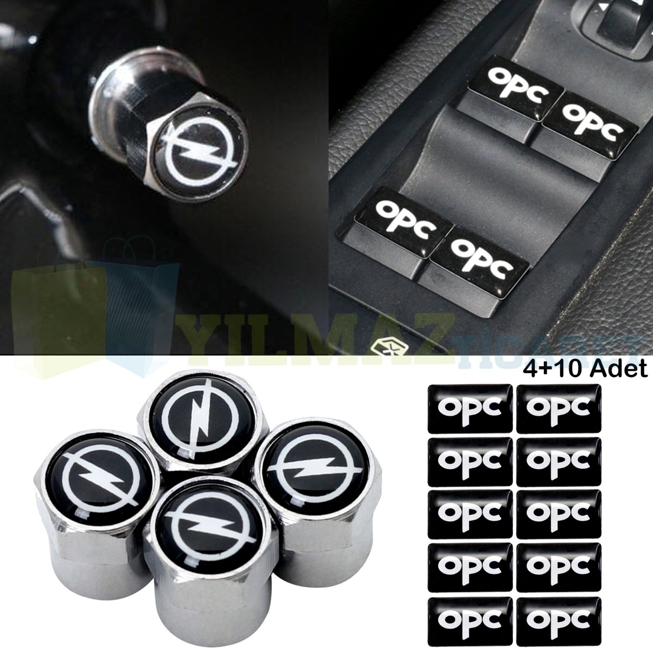 Opel Opc Sibop Kapağı Metal Direksiyon Torpido Jant Vites Damla Etiket Oto Sticker 4+10 Adet