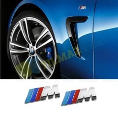 Bmw M Metal Yan Çamurluk Logo 2 Adet Set Küçük Süper