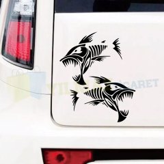 Kızgın Köpek Balığı Shark Oto Sticker Yapıştırma Etiket 1 Çift
