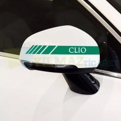 Renault Clio Yan Ayna Şerit Sticker Çıkartma Yapıştırma Araç Etiket 6 Adet Kaliteli Folyo