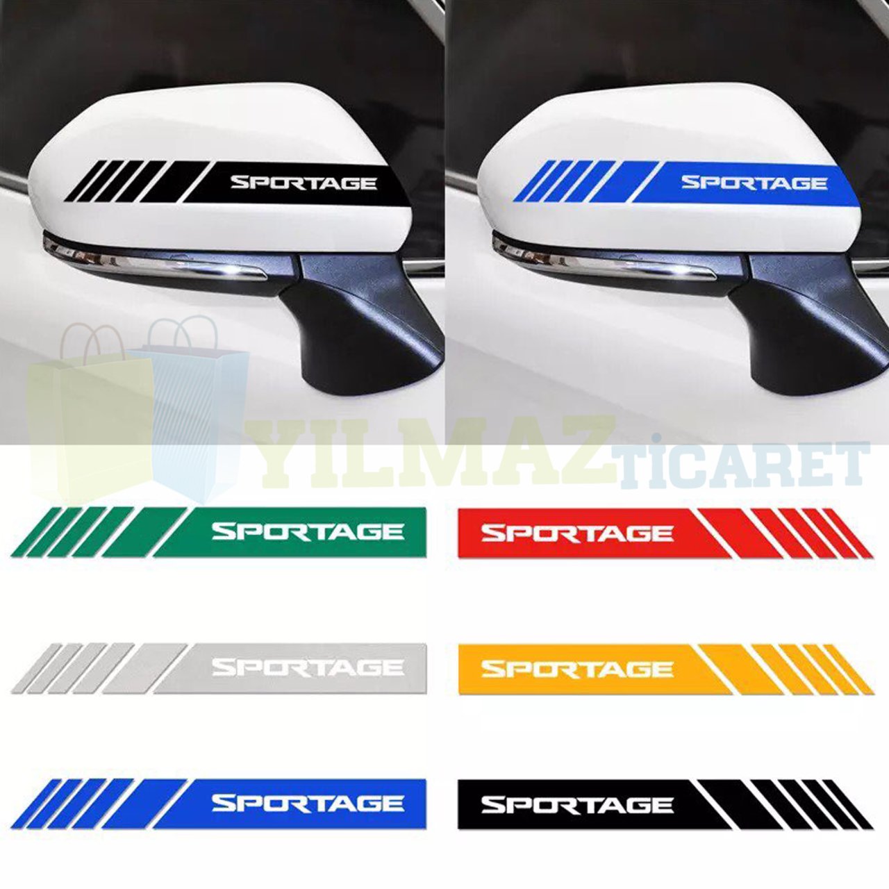 Kia Sportage Yan Ayna Şerit Sticker Çıkartma Yapıştırma Araç Etiket 6 Adet Kaliteli Folyo