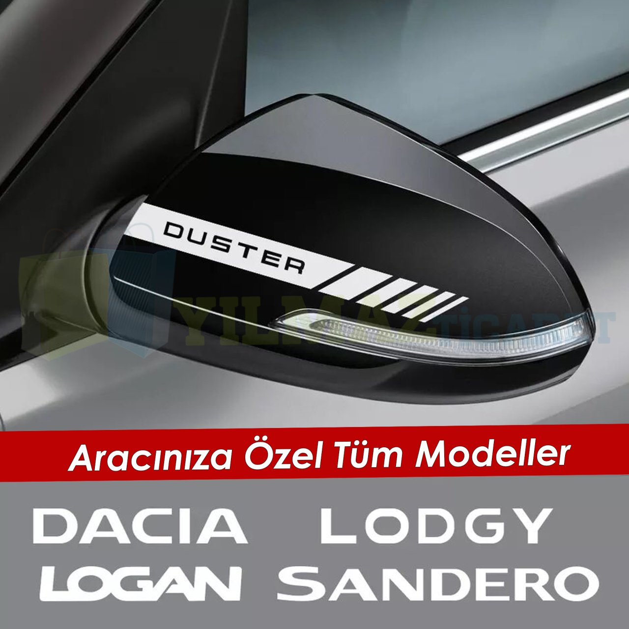 Dacia Duster Logan Lodgy Sandero Yan Ayna Şerit Oto Sticker Etiket 6 Adet