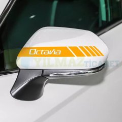 Skoda Octavia Yan Ayna Şerit Sticker Çıkartma Yapıştırma Araç Etiket 6 Adet Kaliteli Folyo