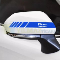 Fiat 500 Yan Ayna Kapağı Şerit Sticker Çıkartma Yapıştırma Araç Etiket 6 Adet Kaliteli Folyo