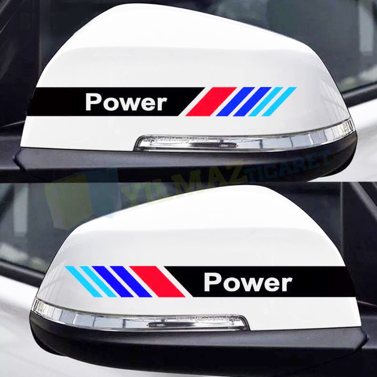 Bmw M Power Yan Ayna Kapağı Oto Sticker Etiket Yapıştırma 1 Çift