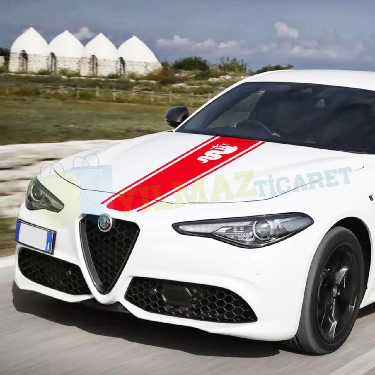 Alfa Romeo Logo Ön Kaput Şerit Oto Sticker Etiket Giulietta 159