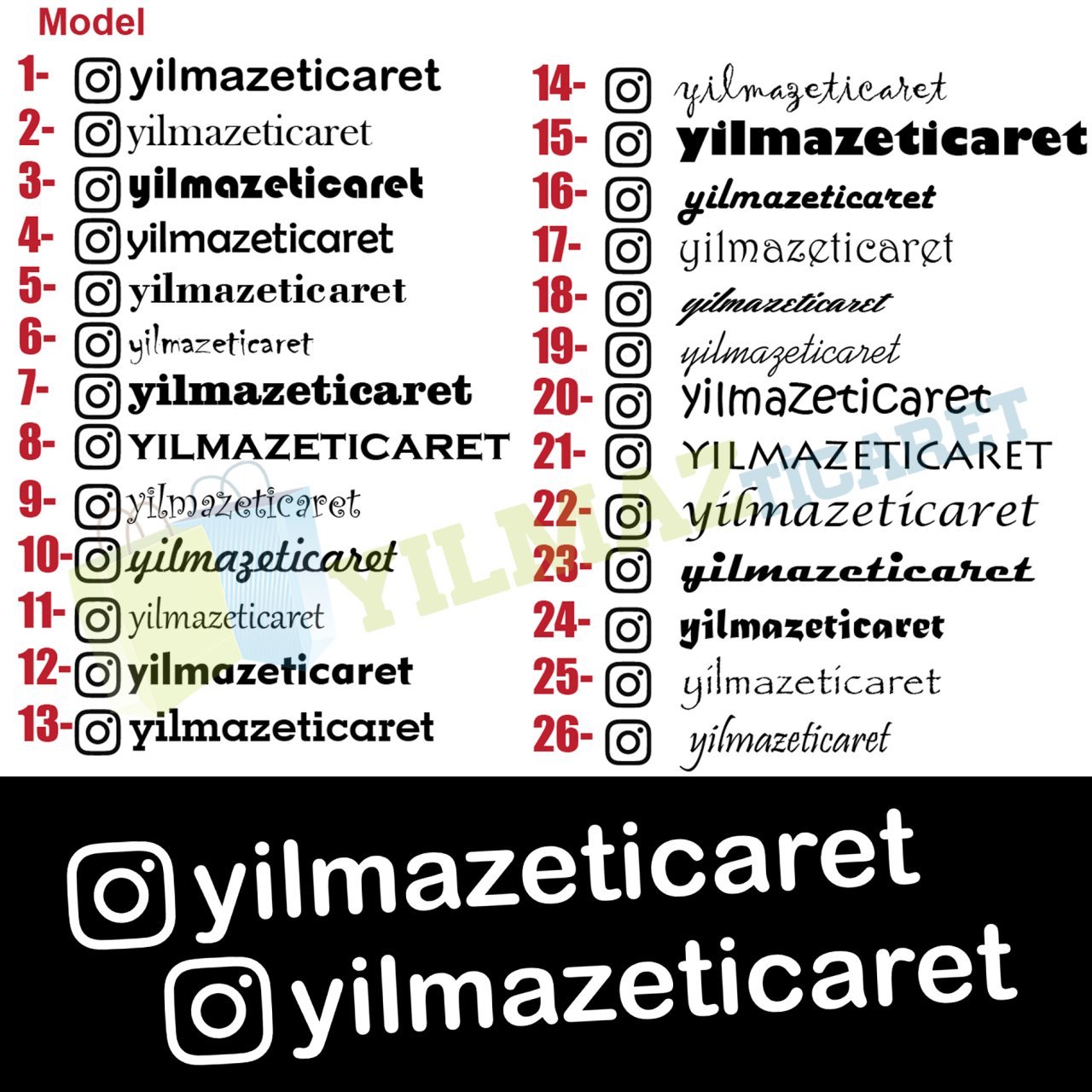 Kişiye Özel İnstagram Oto Sticker Motosiklet Araba Etiket 2 Adet