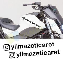 Kişiye Özel İnstagram Oto Sticker Motosiklet Araba Etiket 2 Adet