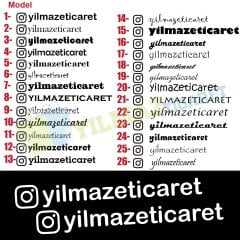 Kişiye Özel İnstagram Oto Sticker Motosiklet Araba Etiket 2 Adet