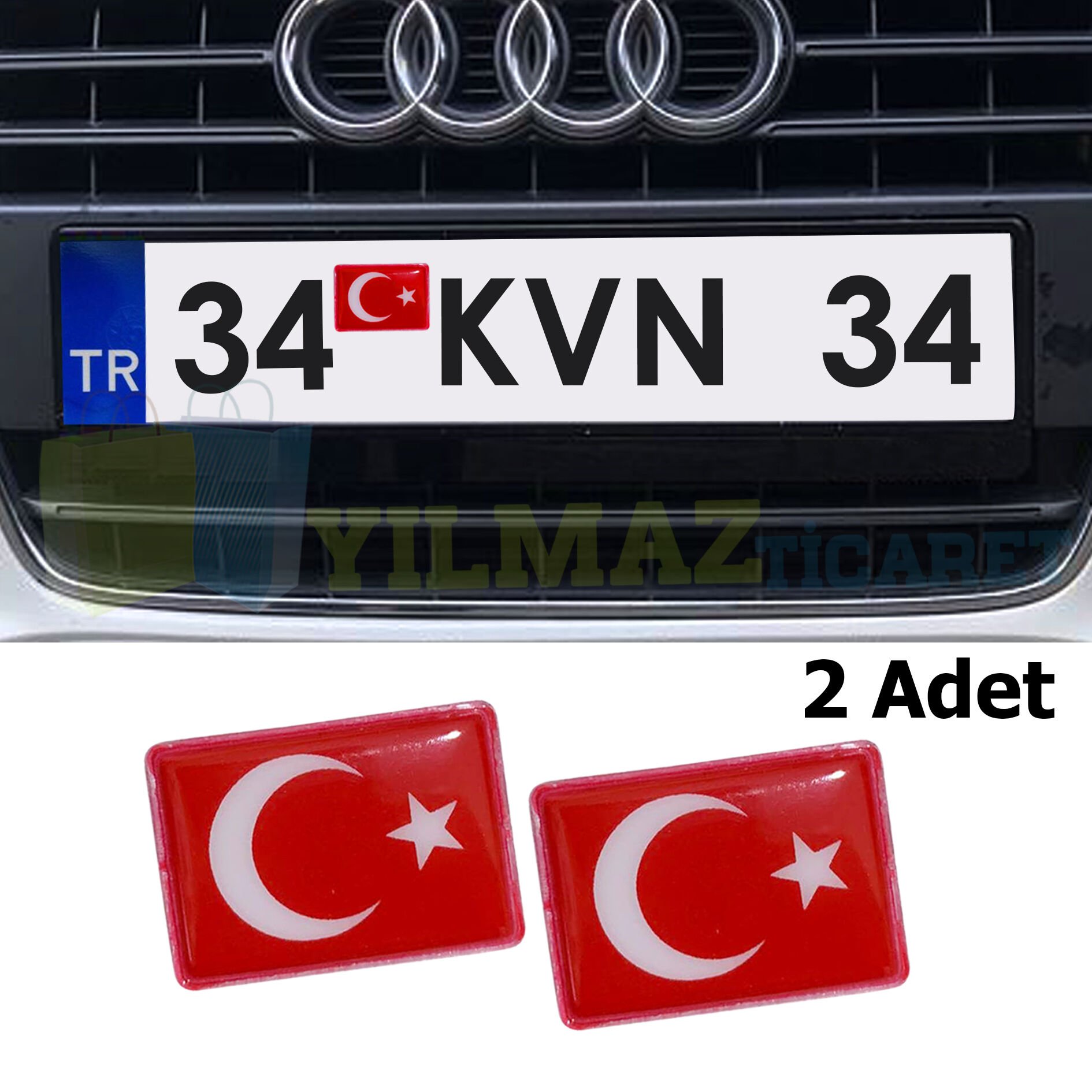 Türk Bayrağı Tr Plaka Ayna Torpido Damla Oto Sticker Etiket Yapıştırma 2 Adet Tüm Araçlara Uygun