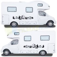 Karavan Araba Dağ Oto Sticker Yapıştırma Etiket Büyük 2 Adet