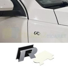 Volkswagen R Bagaj Logo Passat Gold Tiguan Jetta Metal Siyah