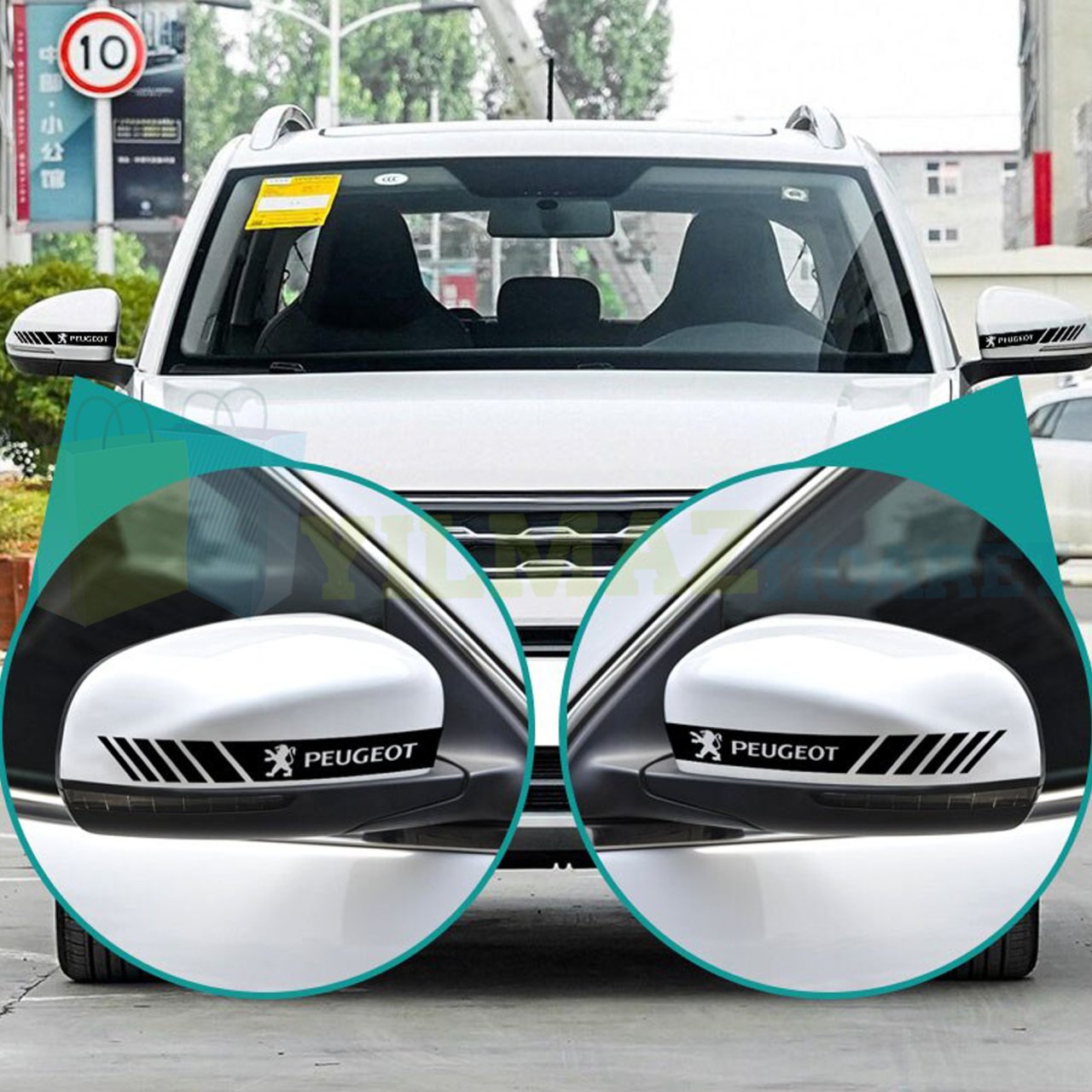 Peugeot Logo Dikiz Yan Ayna Kapağı Oto Şerit Sticker Araba Etiket Araç Yapıştırma 3 Çift