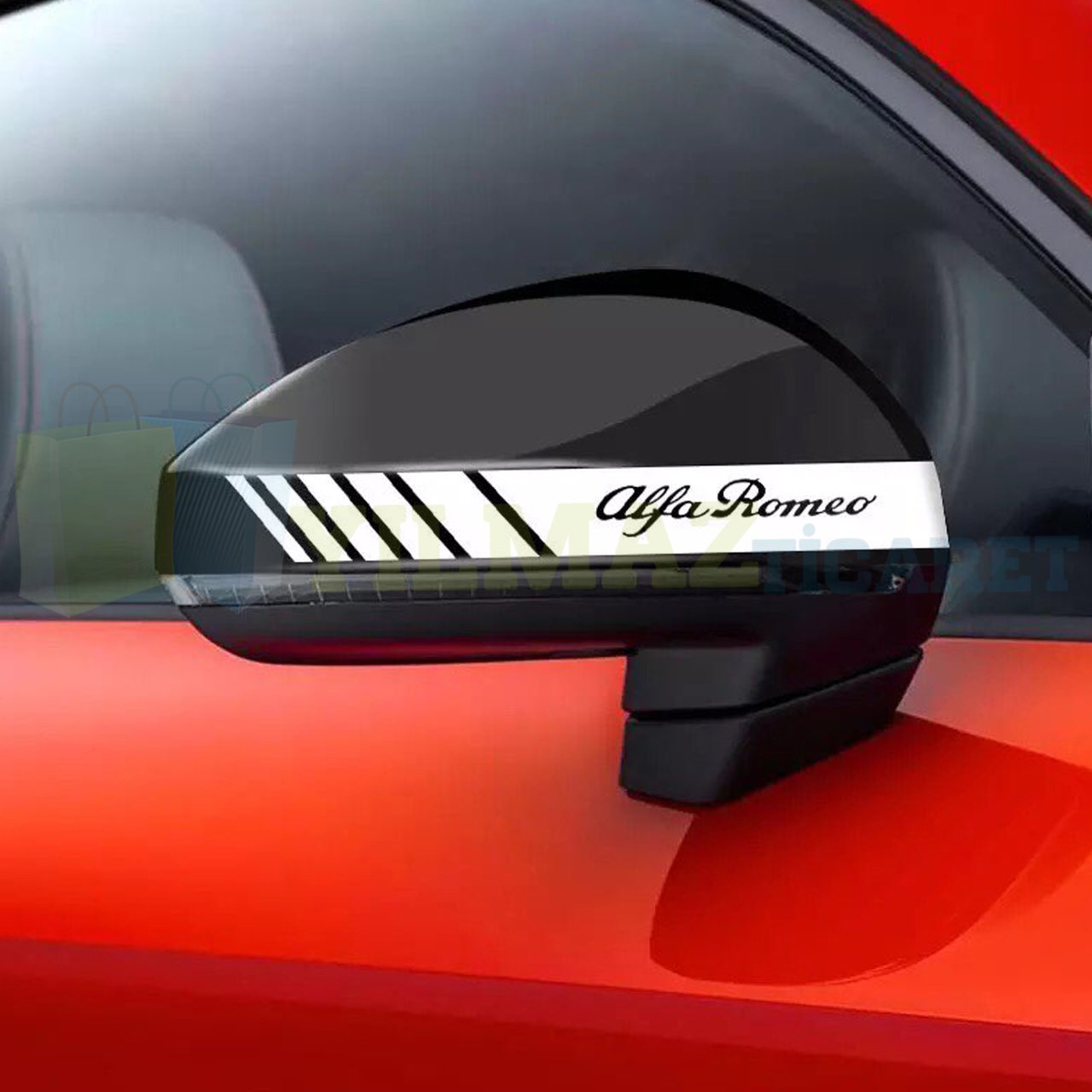Alfa Romeo Logo Dikiz Yan Ayna Kapağı Oto Şerit Sticker Araba Etiket Araç Yapıştırma 3 Çift