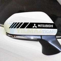 Mitsubishi Logo Dikiz Yan Ayna Kapağı Oto Şerit Sticker Araba Etiket Araç Yapıştırma 3 Çift