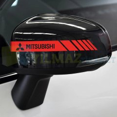 Mitsubishi Logo Dikiz Yan Ayna Kapağı Oto Şerit Sticker Araba Etiket Araç Yapıştırma 3 Çift