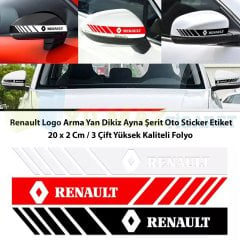 Renault Logo Arma Dikiz Yan Ayna Kapağı Oto Şerit Sticker Araba Etiket Araç Yapıştırma 3 Çift