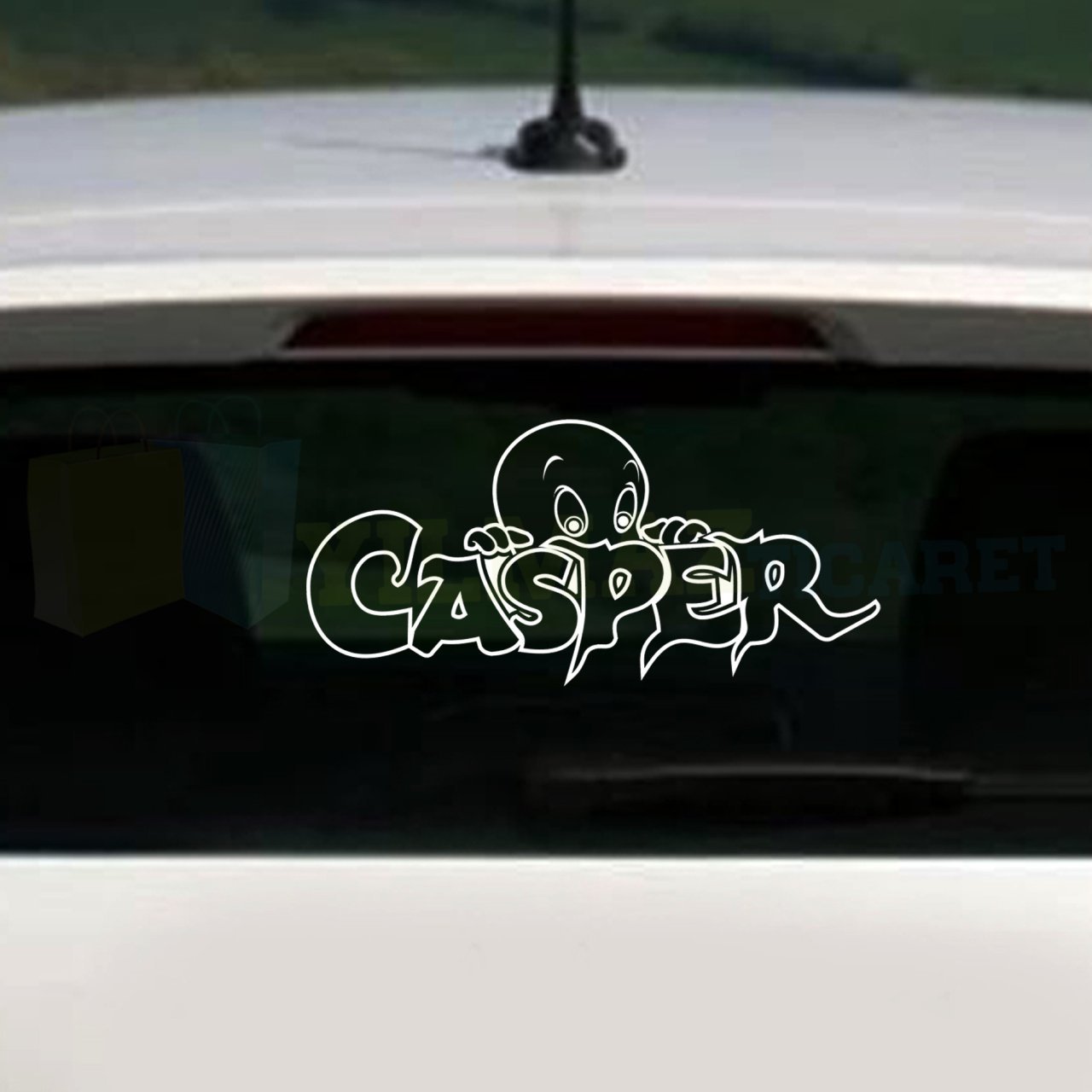 Casper Hayalet Oto Sticker Arka Kelebek Cam Yapıştırma Etiket