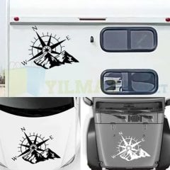 Pusula Karavan Kamp Çekme Off Road Oto Sticker Araba Etiket Yapıştırma Çıkartma