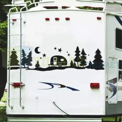 Ağaç Yıldız Orman Manzara Kamp Karavan Çekme Oto Sticker Etiket Yapıştırma