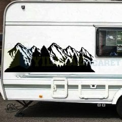 Ağaç Dağ Orman Manzara Kamp Karavan Çekme Oto Sticker Araba Etiket Yapıştırma Çıkartma