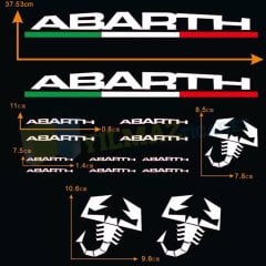 Fiat Abarth Akrep Oto Sticker Set Yapıştırma Etiket 15 Prç Kalite