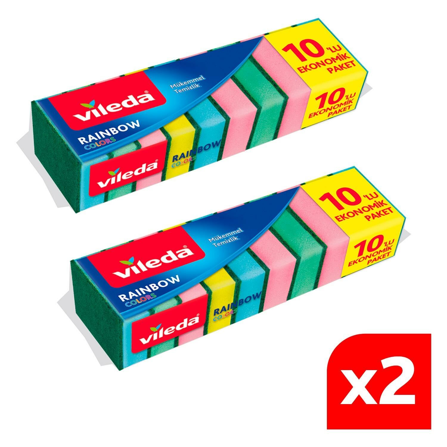 Vileda 2 Paket 10'lu Rainbow Bulaşık Süngeri