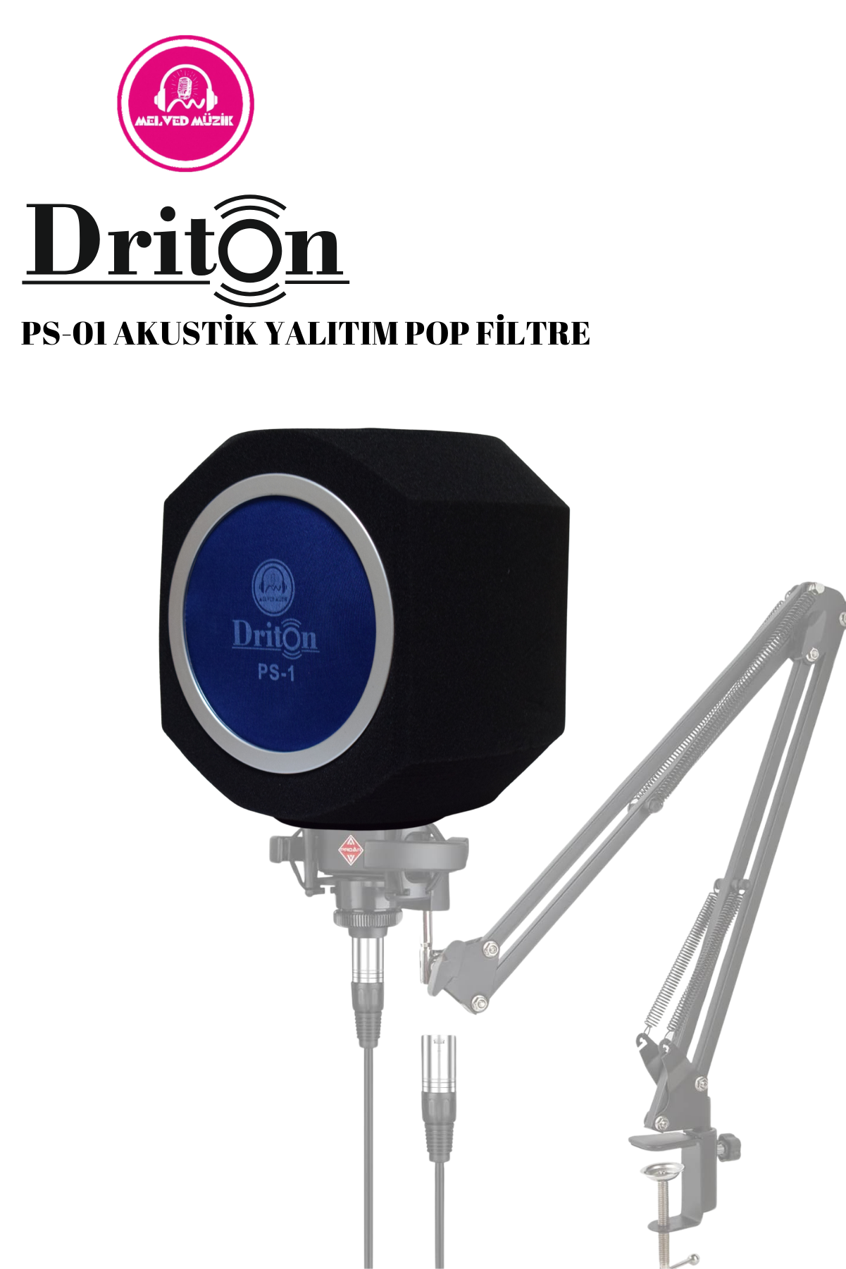 DRİTON PS-1 MAVİ AKUSTİK YALITIM KONDENSER MİKROFON POP FİLTRE