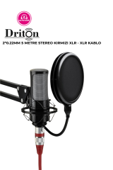 DRİTON PROFESYONEL XLR - XLR PURECON KIRMIZI 5 METRE STEREO BALANCE SİNYAL BAĞLANTI KABLOSU