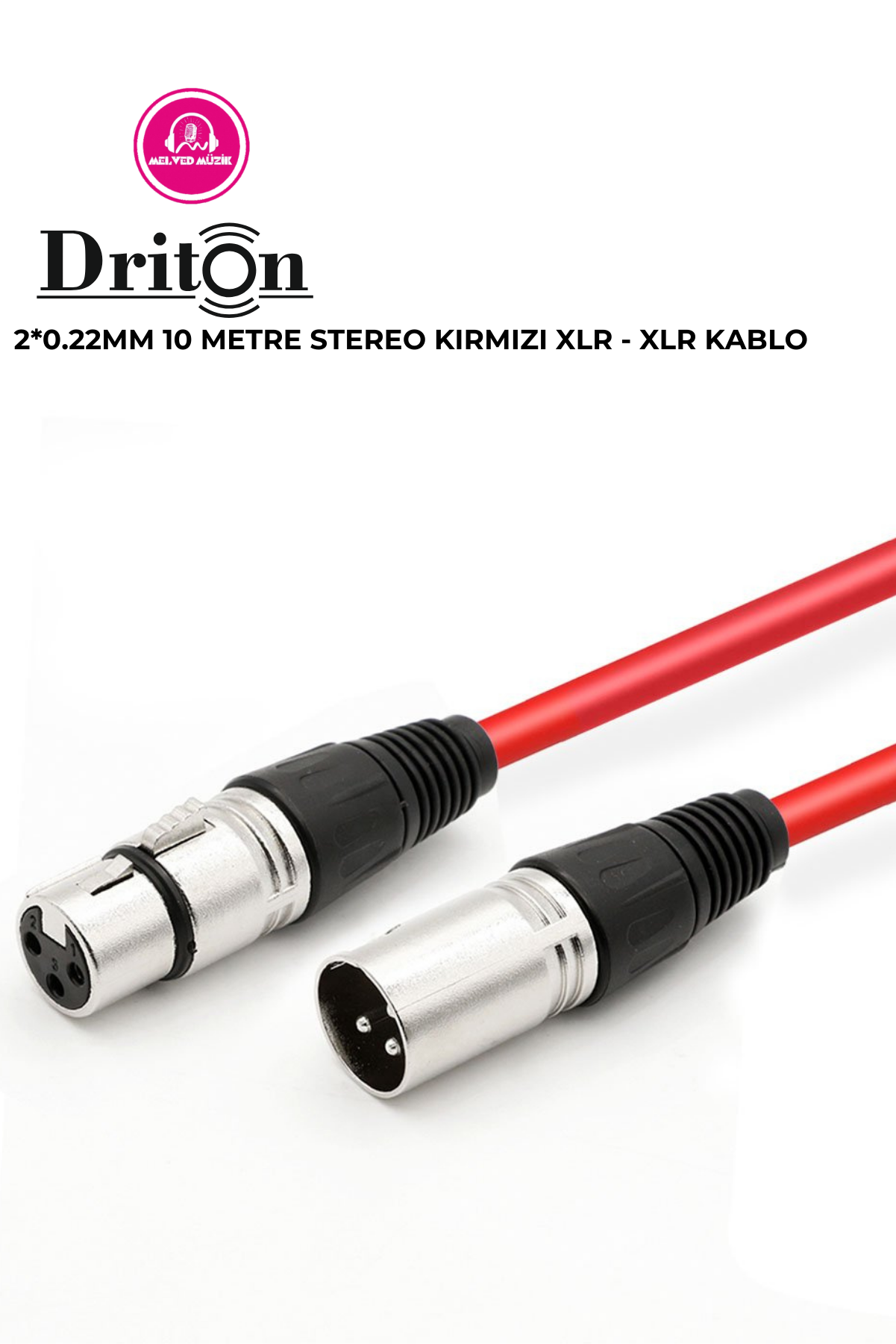 DRİTON PROFESYONEL XLR - XLR PURECON KIRMIZI 10 METRE STEREO BALANCE SİNYAL BAĞLANTI KABLOSU