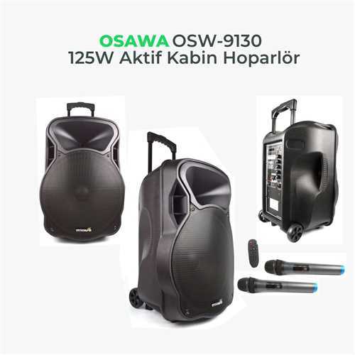 Osawa OSW-9130 Portatif Seyyar Çift El Telsiz Mikrofonlu Ses Sistemi 125 Watt