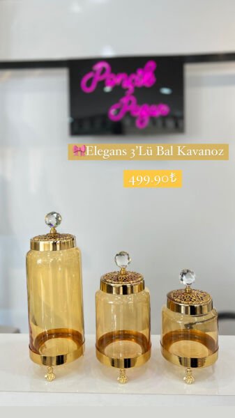 3 lü Cam Bal Kavanoz