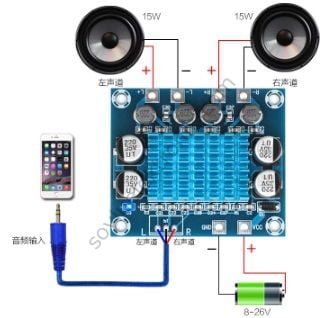 2 x 30 Watt TPA3110 Çİpli 8-26V Dijital Anfi Devresi Amplifikatör