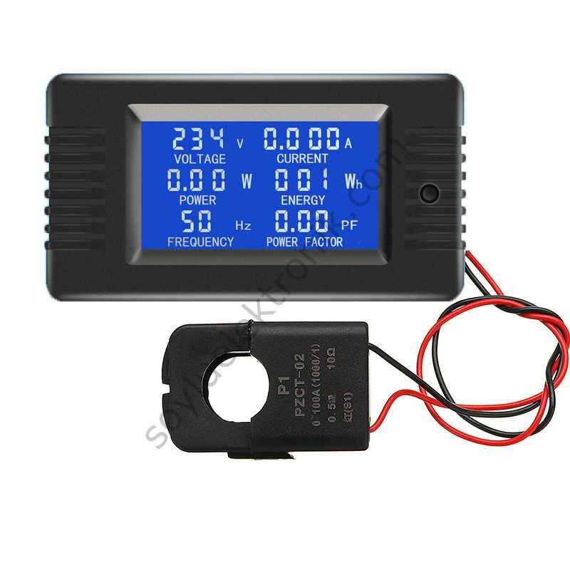 PZEM-022 CT 100A AC Dijital Ekran Açık Kapalı Güç Monitörü Metre Voltmetre Ampermeter Freakans