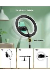 Anunnaki 10 İnç Ring Light Youtuber Tiktok Çekim Işıklı Telefon Tutucu Selfie Makyaj Işığı 2.1 M Tripod