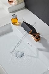 Krom Pirinç Lüx Gold Siyah Havza Şelale Banyo Lavabo Bataryası