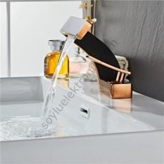 Krom Pirinç Lüx Gold Siyah Havza Şelale Banyo Lavabo Bataryası