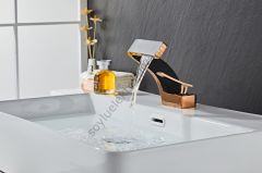 Krom Pirinç Lüx Gold Siyah Havza Şelale Banyo Lavabo Bataryası