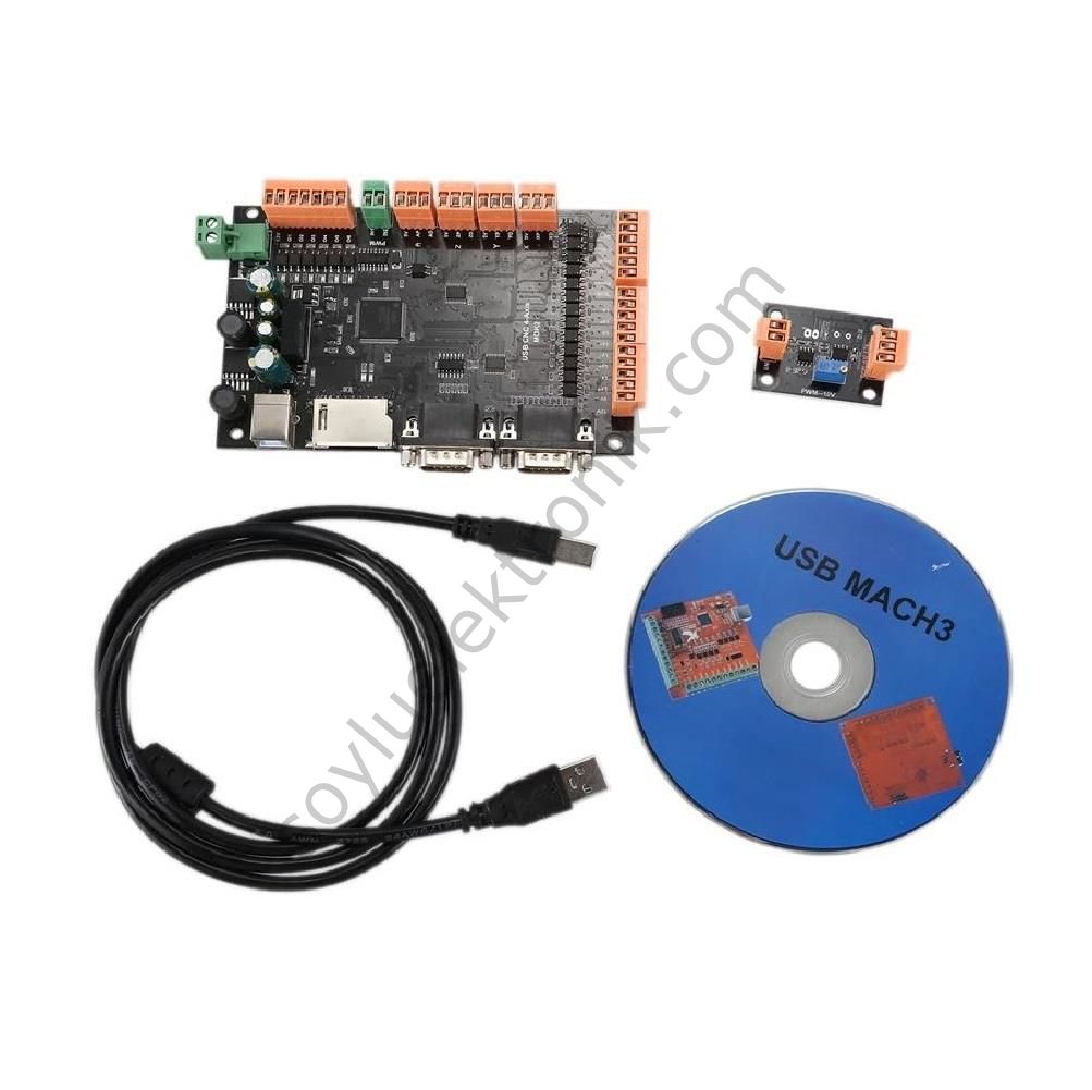 4 Eksen CNC Kontrol Kartı Kiti 100KHz USB Kademe Motoru Kontrolörü Kesme Panosu + USB Kablosu + CD