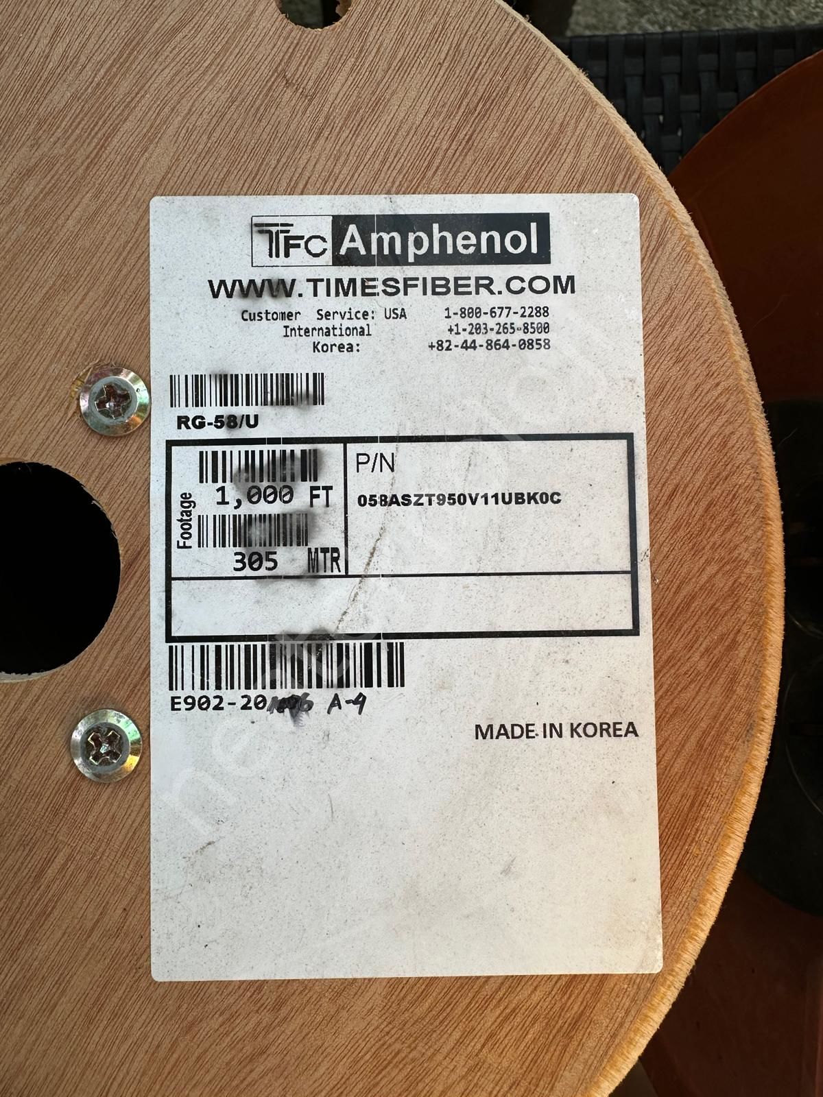 AMPHENOL RG-58/U Telsiz Anten Kablosu