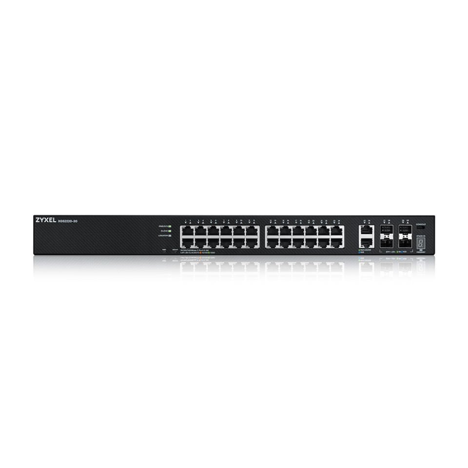 XGS2220-30HP L3 Access Switch, 400W PoE, 16xPoE+/10xPoE++, 24x1G RJ45 2x10mG RJ45, 4x10G SFP+ Uplink, incl. 1 yr NebulaFlex Pro