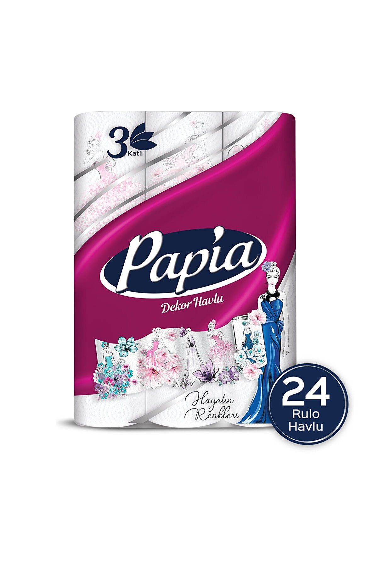 Papia Dekor Kağıt Havlu 3 Katlı 24 Rulo